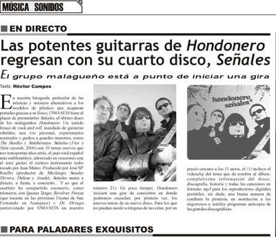 Hondonero en InterOndas - prensa Uno-Seis - 2006