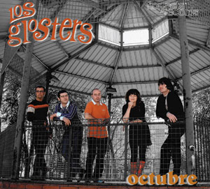 Portada epé Los Glosters - Octubre - FyN-16 - diseñada por Isaac Negrié - fotografía J.L.Navarro - Flor y Nata Records 
