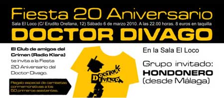 Hondonero grupo invitado en el 20 aniversario de Doctor Divago en Valencia